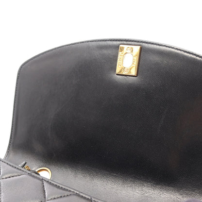 マトラッセ ダイアナフラップ チェーンショルダーバッグ ラムスキン ブラック ゴールド金具 シャネル バッグ CHANEL