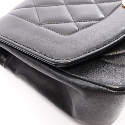 マトラッセ ダイアナフラップ チェーンショルダーバッグ ラムスキン ブラック ゴールド金具 シャネル バッグ CHANEL