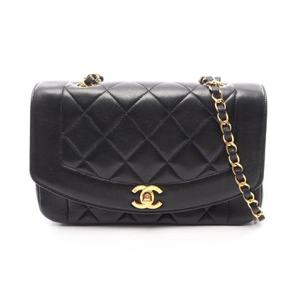 マトラッセ ダイアナフラップ チェーンショルダーバッグ ラムスキン ブラック ゴールド金具 シャネル バッグ CHANEL