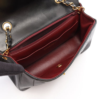 マトラッセ ダイアナフラップ チェーンショルダーバッグ ラムスキン ブラック ゴールド金具 シャネル バッグ CHANEL