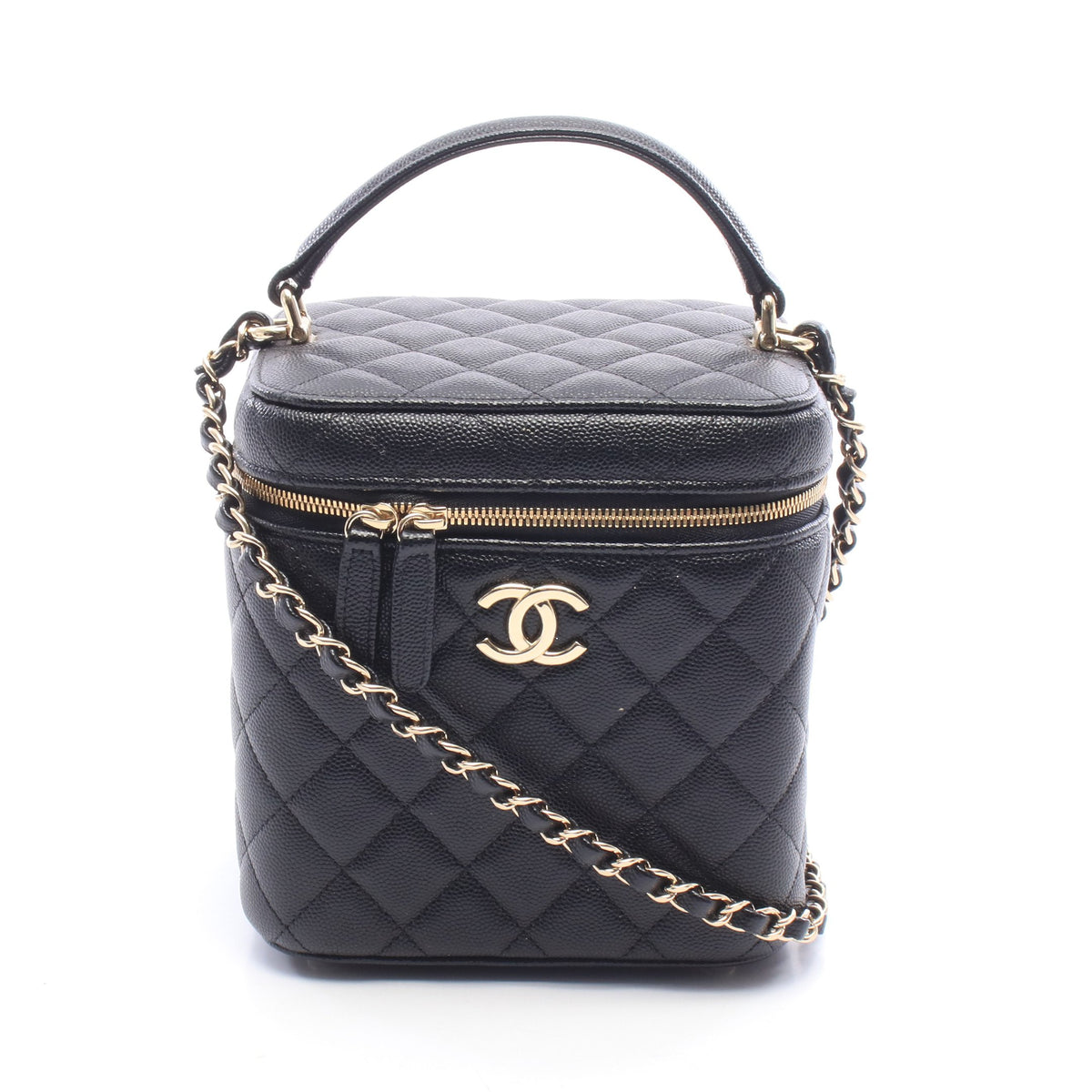 マトラッセ チェーンショルダーバッグ キャビアスキン ブラック ゴールド金具 シャネル バッグ CHANEL
