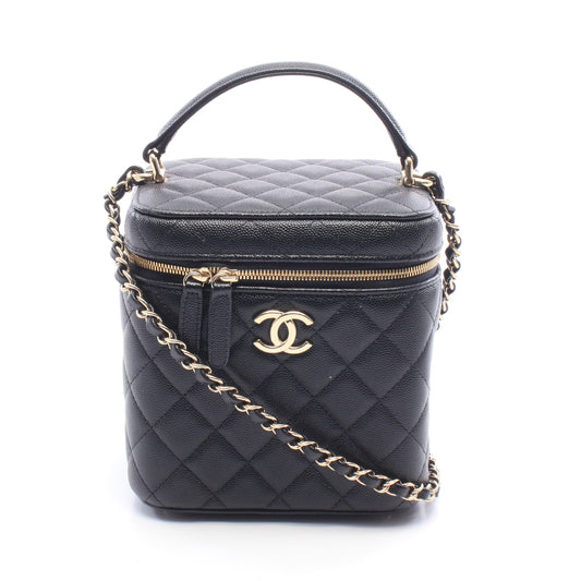 マトラッセ チェーンショルダーバッグ キャビアスキン ブラック ゴールド金具 シャネル バッグ CHANEL