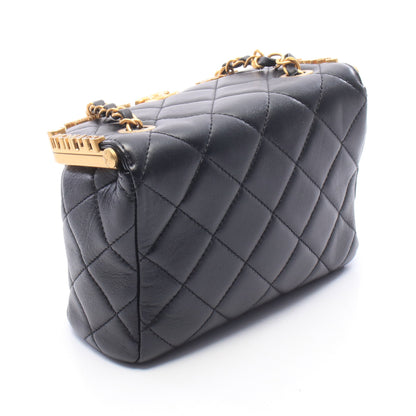 マトラッセ チェーンショルダーバッグ ラムスキン ブラック ゴールド金具 シャネル バッグ CHANEL