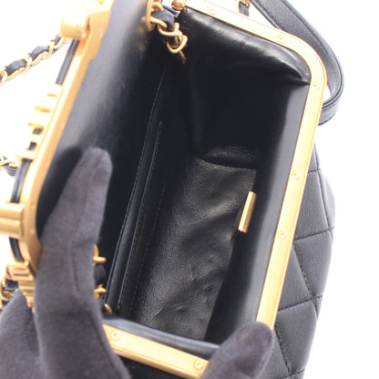 マトラッセ チェーンショルダーバッグ ラムスキン ブラック ゴールド金具 シャネル バッグ CHANEL