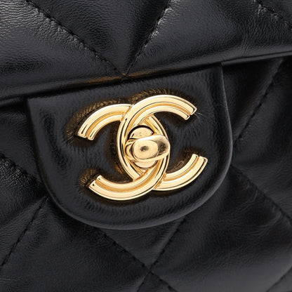マトラッセ トップハンドル 2WAY チェーンショルダーバッグ ラムスキン ブラック ゴールド金具 シャネル バッグ CHANEL