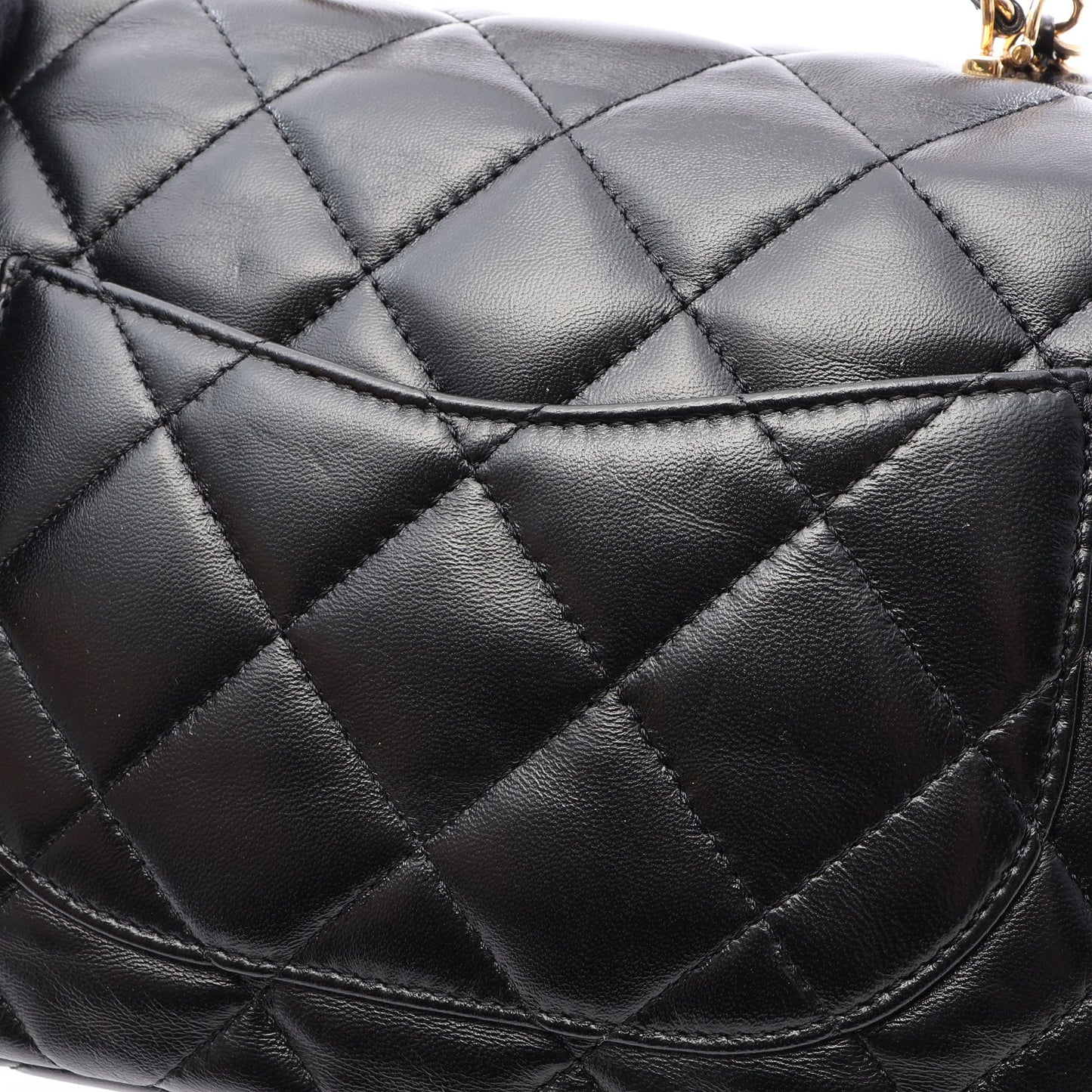マトラッセ トップハンドル 2WAY チェーンショルダーバッグ ラムスキン ブラック ゴールド金具 シャネル バッグ CHANEL