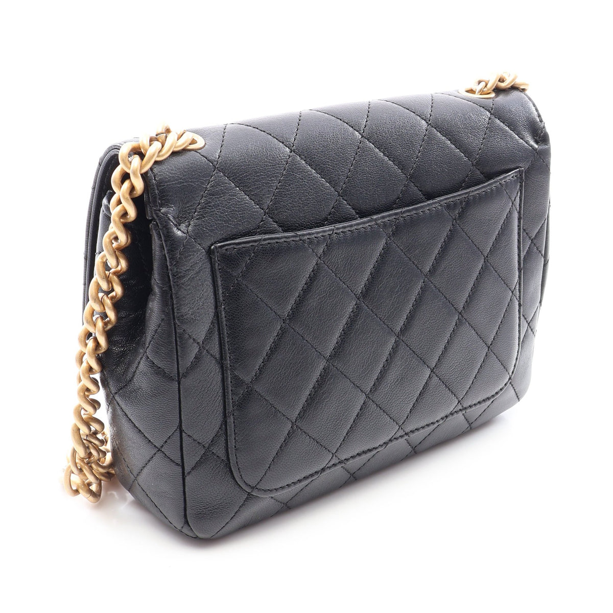 マトラッセ チェーンショルダーバッグ レザー ブラック ゴールド金具 シャネル バッグ CHANEL