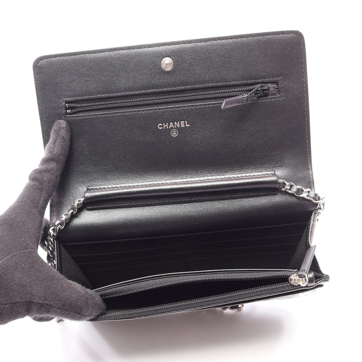 マトラッセ チェーンウォレット レザー ブラック シルバー金具 シャネル バッグ CHANEL