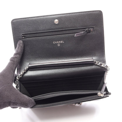マトラッセ チェーンウォレット レザー ブラック シルバー金具 シャネル バッグ CHANEL