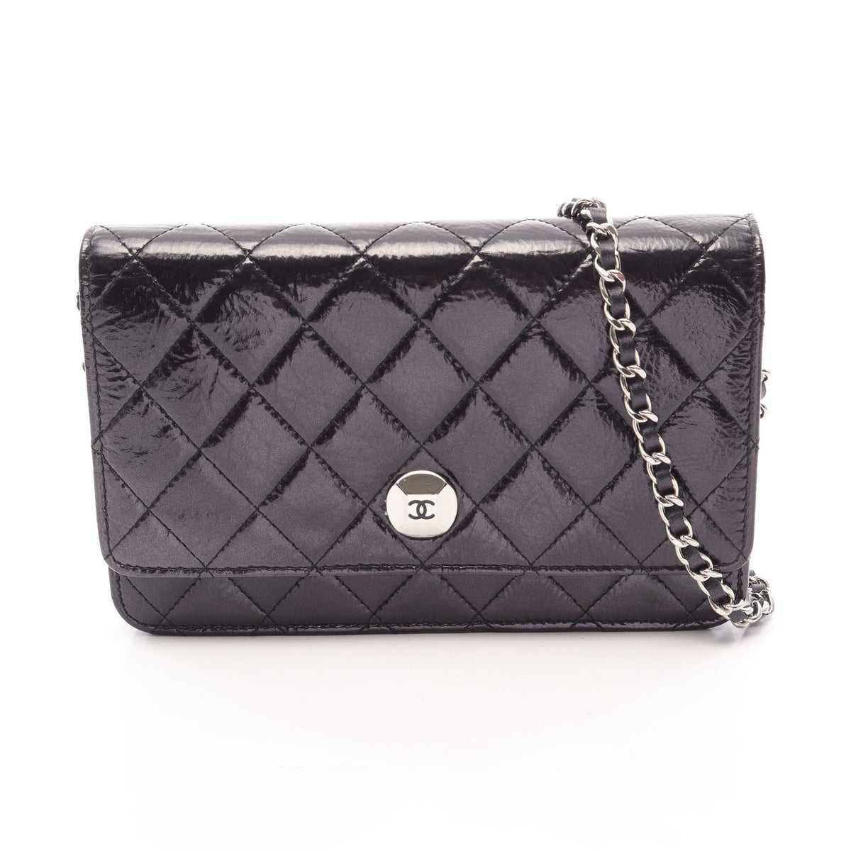 マトラッセ チェーンウォレット レザー ブラック シルバー金具 シャネル バッグ CHANEL
