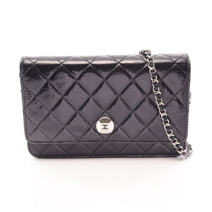 マトラッセ チェーンウォレット レザー ブラック シルバー金具 シャネル バッグ CHANEL