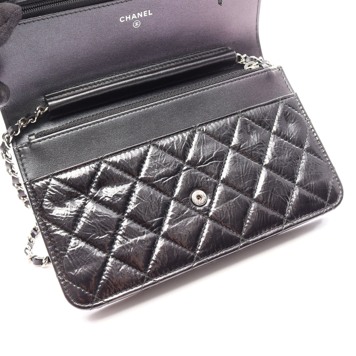 マトラッセ チェーンウォレット レザー ブラック シルバー金具 シャネル バッグ CHANEL