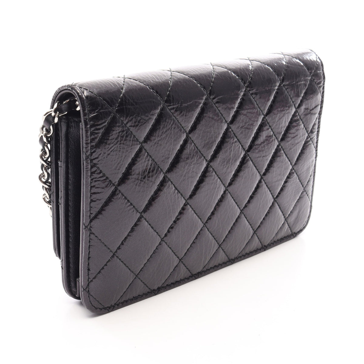 マトラッセ チェーンウォレット レザー ブラック シルバー金具 シャネル バッグ CHANEL