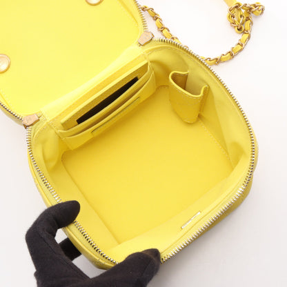 マトラッセ 2WAY バニティバッグ チェーンショルダーバッグ ラムスキン イエロー ゴールド金具 シャネル バッグ CHANEL