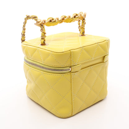 マトラッセ 2WAY バニティバッグ チェーンショルダーバッグ ラムスキン イエロー ゴールド金具 シャネル バッグ CHANEL
