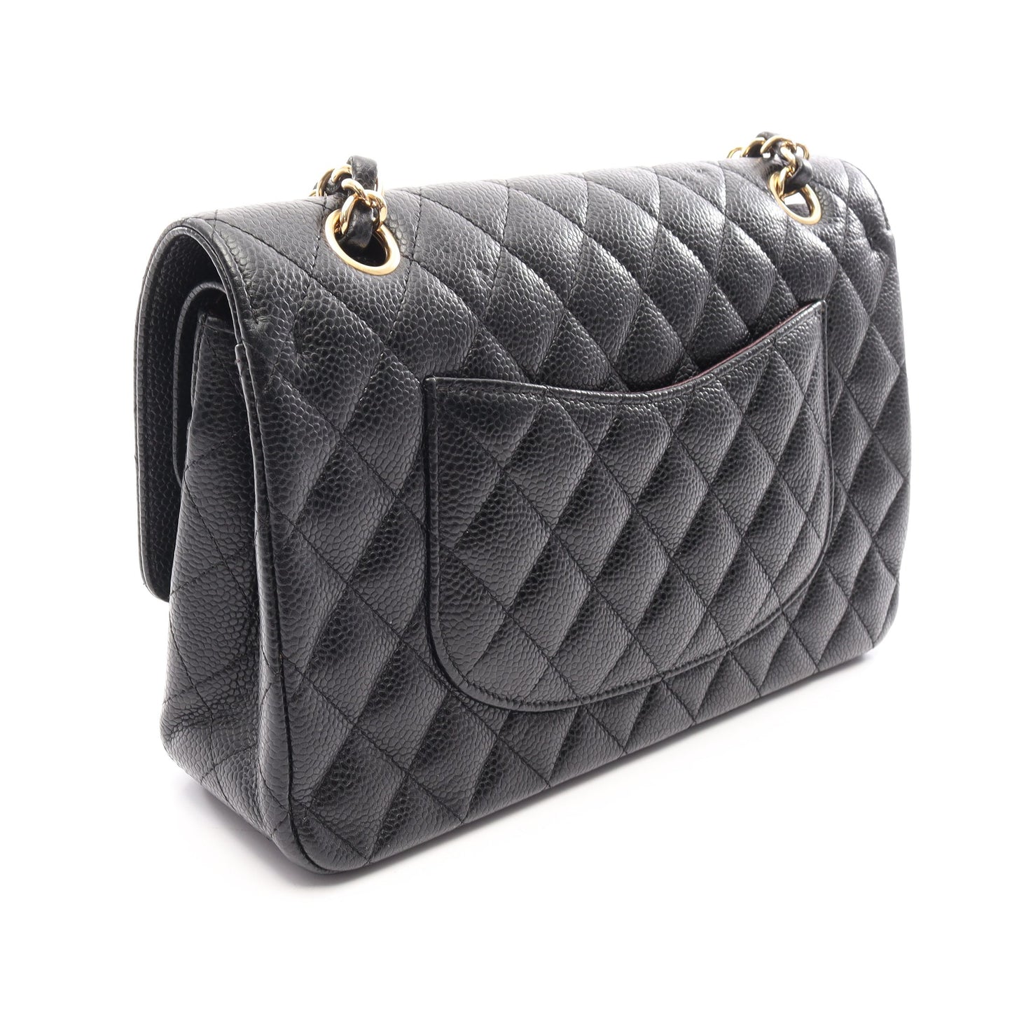 マトラッセ Wフラップ Wチェーンショルダーバッグ キャビアスキン ブラック ゴールド金具 シャネル バッグ CHANEL