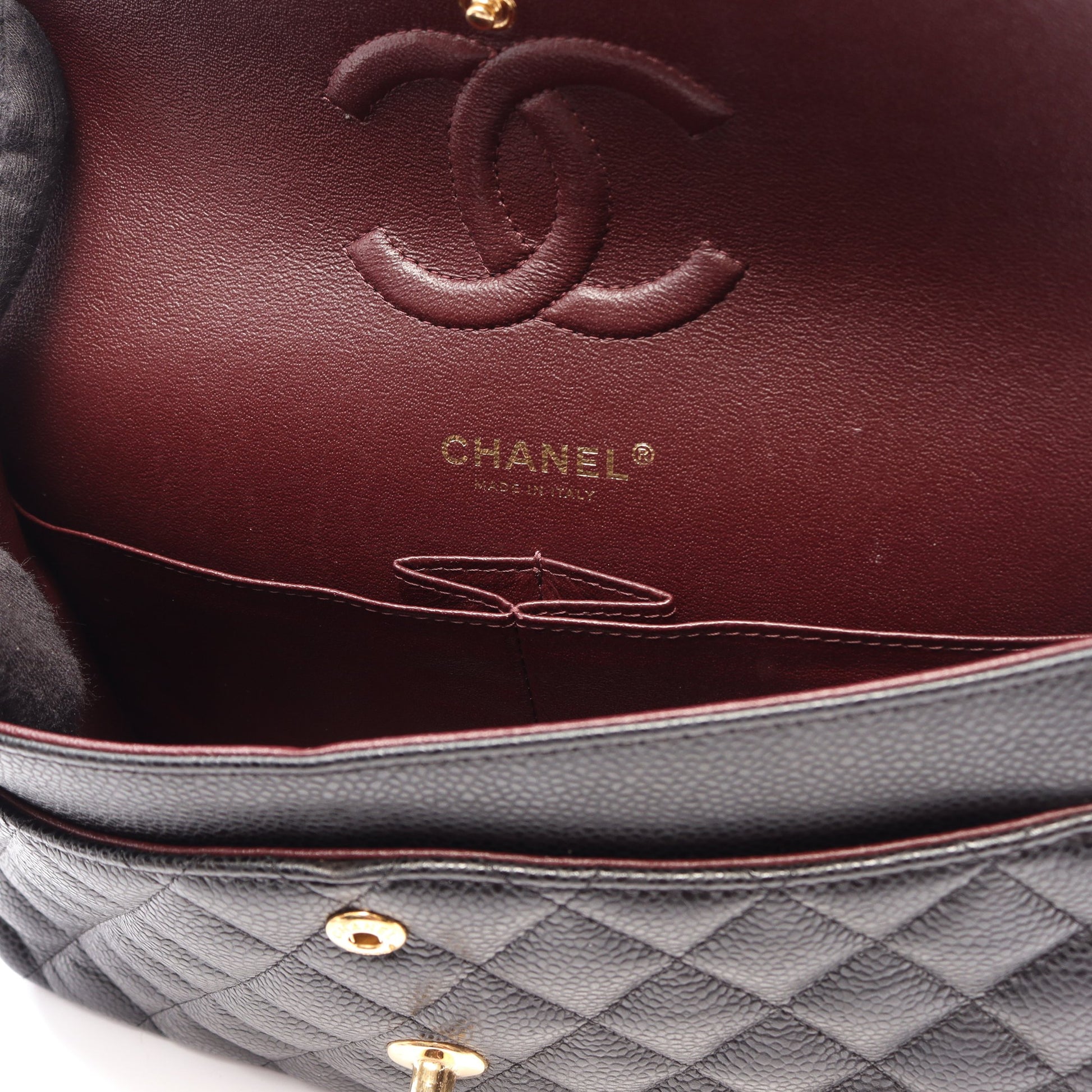 マトラッセ Wフラップ Wチェーンショルダーバッグ キャビアスキン ブラック ゴールド金具 シャネル バッグ CHANEL