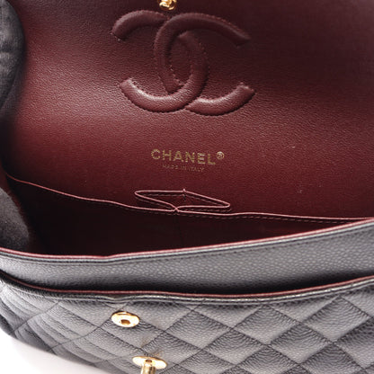 マトラッセ Wフラップ Wチェーンショルダーバッグ キャビアスキン ブラック ゴールド金具 シャネル バッグ CHANEL