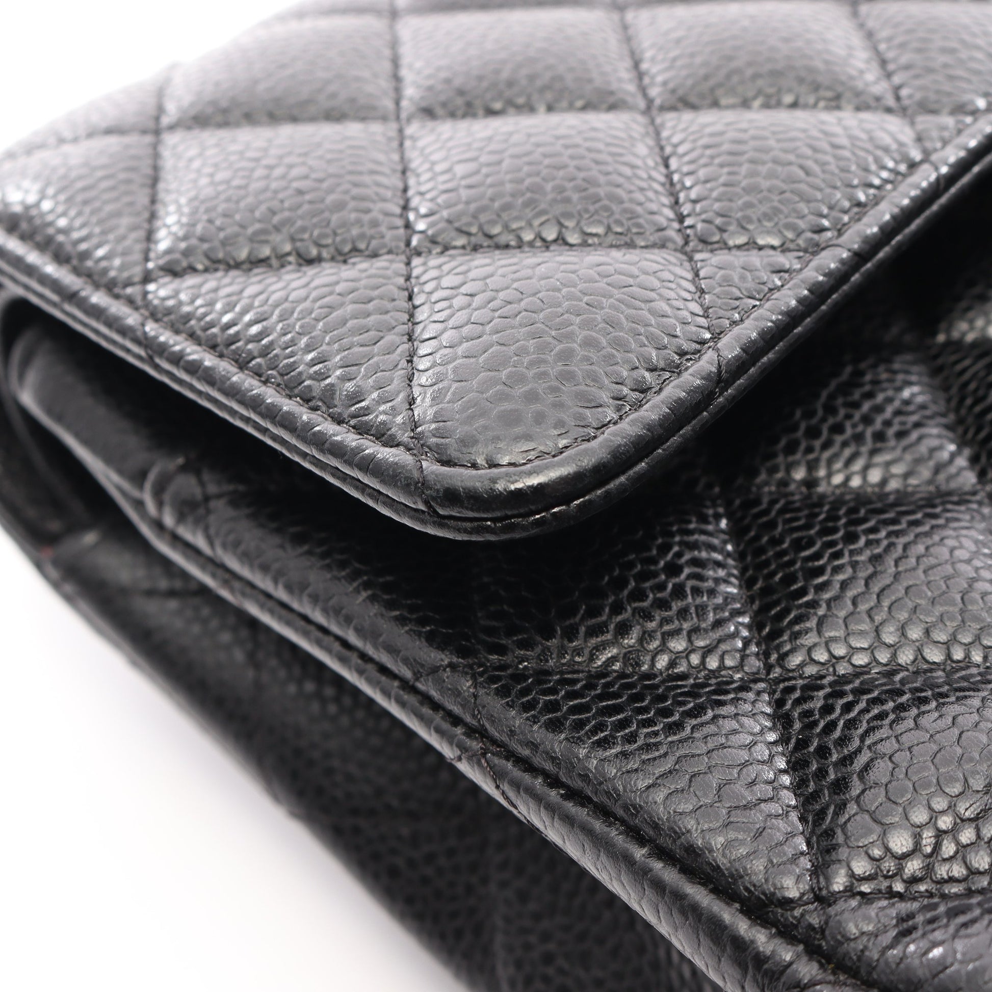 マトラッセ Wフラップ Wチェーンショルダーバッグ キャビアスキン ブラック ゴールド金具 シャネル バッグ CHANEL
