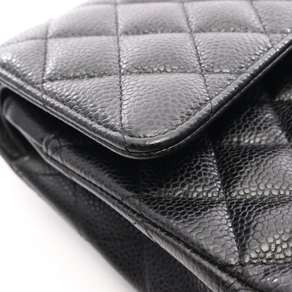 マトラッセ Wフラップ Wチェーンショルダーバッグ キャビアスキン ブラック ゴールド金具 シャネル バッグ CHANEL