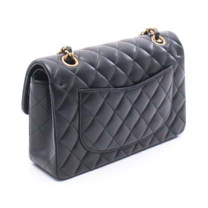 マトラッセ Wフラップ Wチェーンショルダーバッグ ラムスキン ブラック ゴールド金具 シャネル バッグ CHANEL