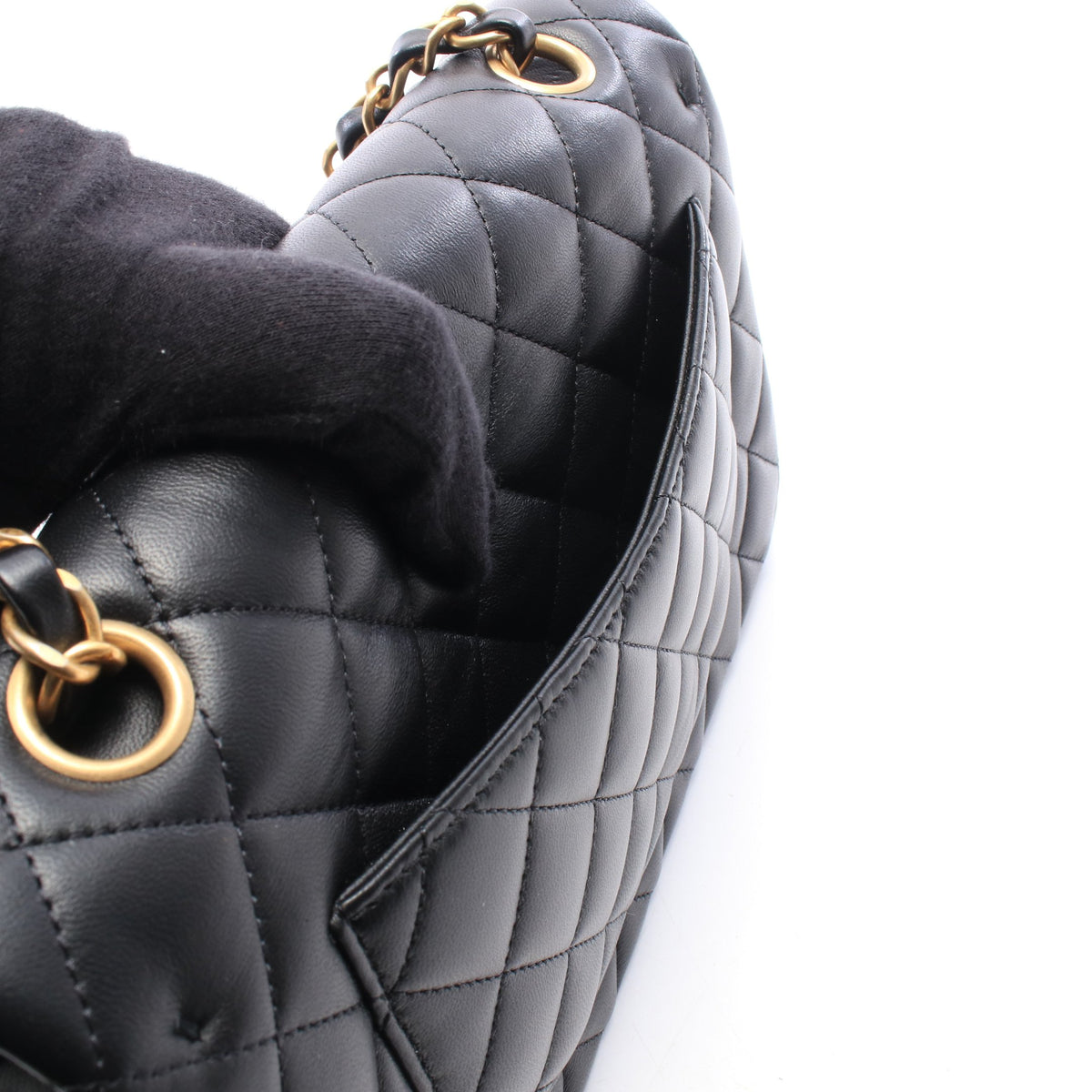マトラッセ Wフラップ Wチェーンショルダーバッグ ラムスキン ブラック ゴールド金具 シャネル バッグ CHANEL