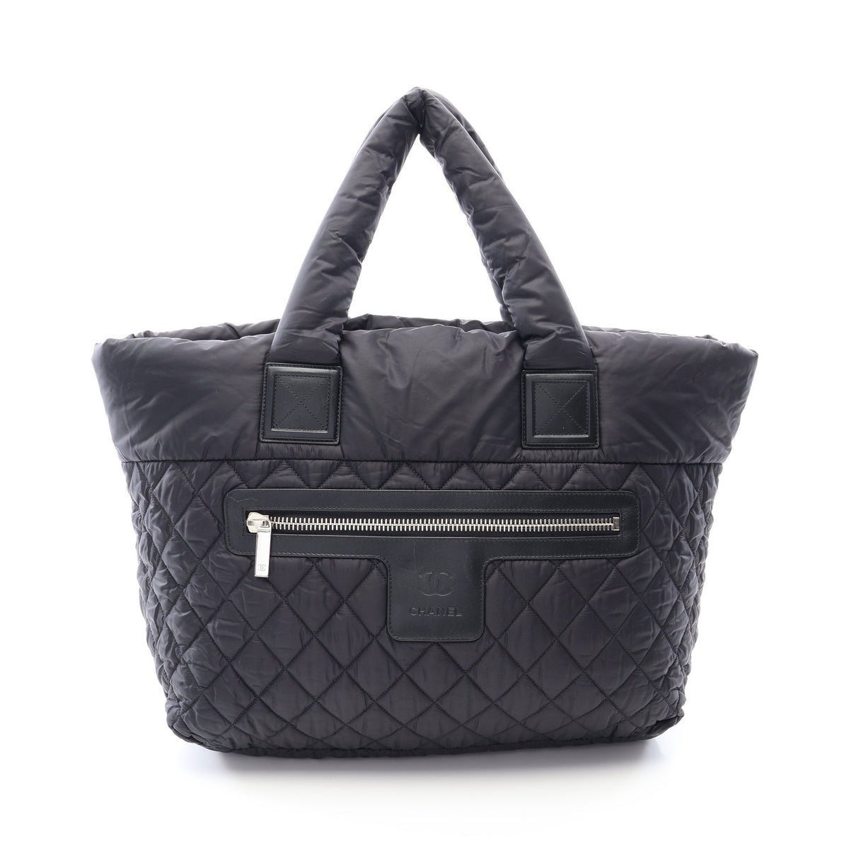 コココクーンMM ハンドバッグ トートバッグ ナイロン レザー ブラック シルバー金具 シャネル バッグ CHANEL