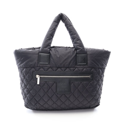 コココクーンMM ハンドバッグ トートバッグ ナイロン レザー ブラック シルバー金具 シャネル バッグ CHANEL