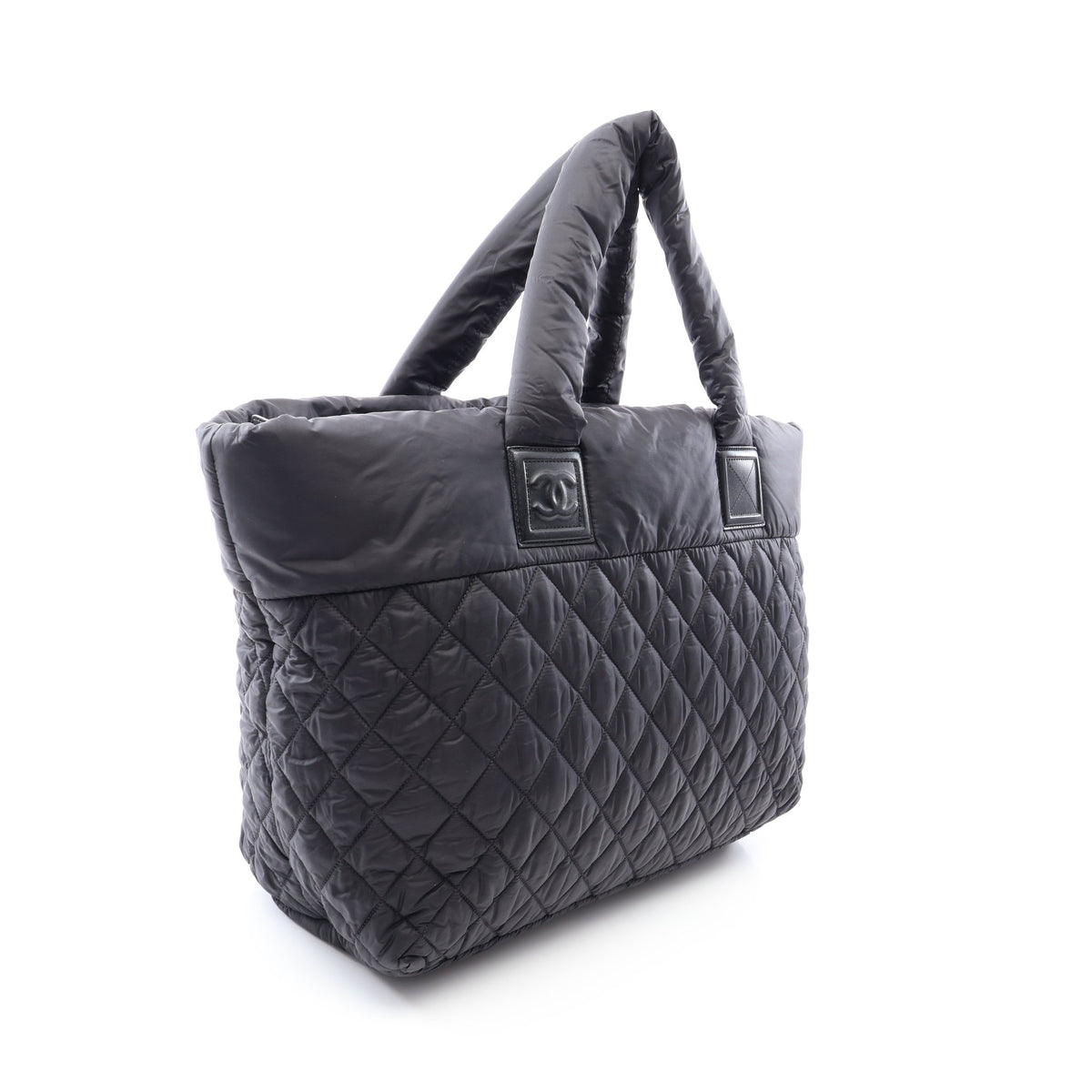 コココクーンMM ハンドバッグ トートバッグ ナイロン レザー ブラック シルバー金具 シャネル バッグ CHANEL