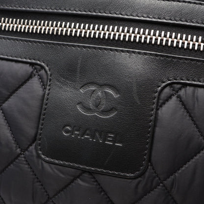 コココクーンMM ハンドバッグ トートバッグ ナイロン レザー ブラック シルバー金具 シャネル バッグ CHANEL