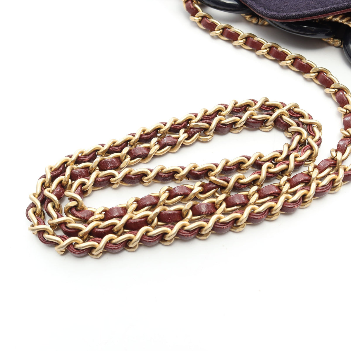 パリハンブルク マトラッセ 2WAY チェーンショルダーバッグ ウール レザー ネイビー ゴールド金具 シャネル バッグ CHANEL