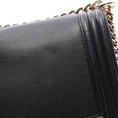 ボーイシャネル チェーンショルダーバッグ レザー ブラック ゴールド金具 シャネル バッグ CHANEL