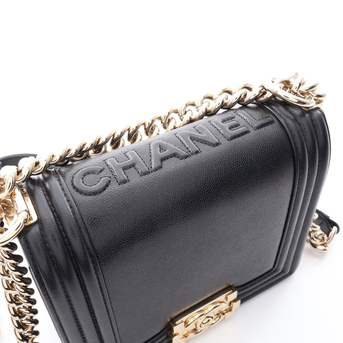 ボーイシャネル チェーンショルダーバッグ レザー ブラック ゴールド金具 シャネル バッグ CHANEL
