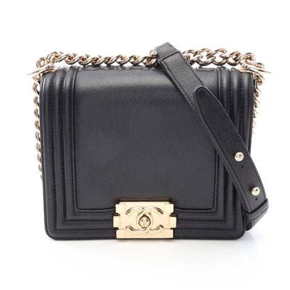 ボーイシャネル チェーンショルダーバッグ レザー ブラック ゴールド金具 シャネル バッグ CHANEL