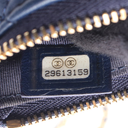 マトラッセ フォンケース チェーンショルダーバッグ ラムスキン ネイビー ゴールド金具 シャネル バッグ CHANEL