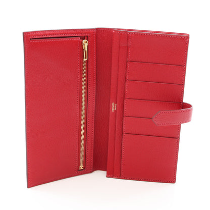 ベアンスフレ ルージュカザック 二つ折り長財布 シェーブル レッド ゴールド金具 □R刻印 エルメス 財布・小物 HERMES