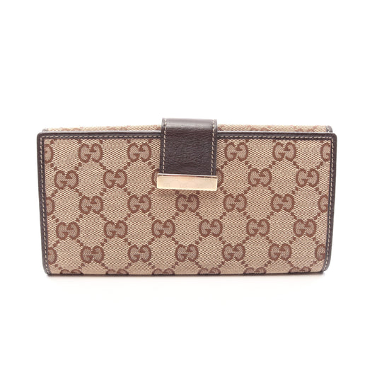 GGキャンバス 二つ折り長財布 キャンバス レザー ベージュ ダークブラウン グッチ 財布・小物 GUCCI
