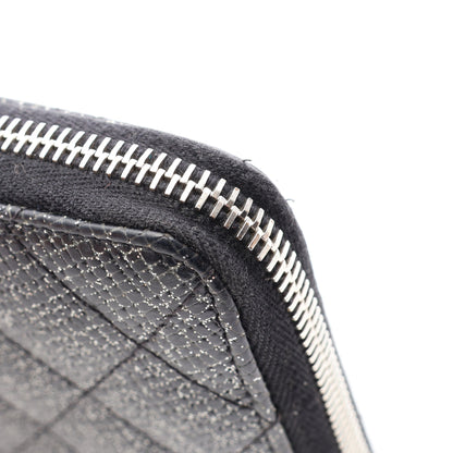 マトラッセ ラメ ラウンドファスナー長財布 キャビアスキン ブラック シルバー金具 シャネル 財布・小物 CHANEL
