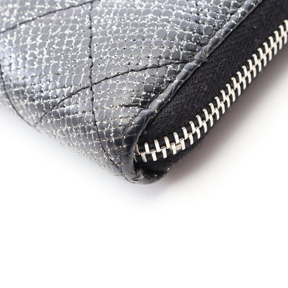 マトラッセ ラメ ラウンドファスナー長財布 キャビアスキン ブラック シルバー金具 シャネル 財布・小物 CHANEL