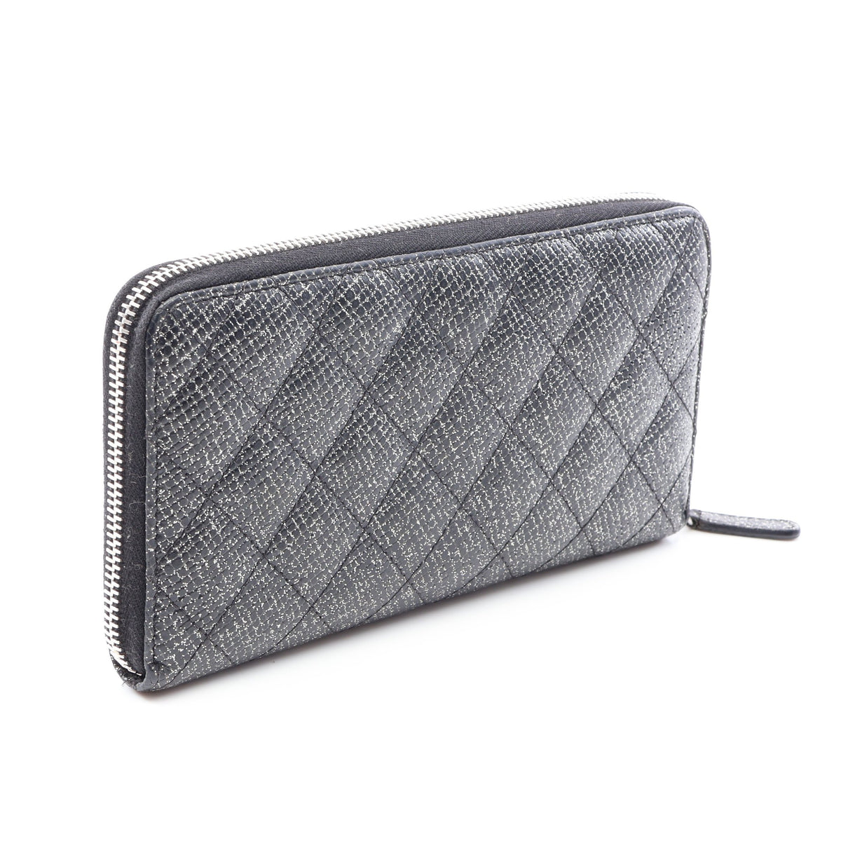 マトラッセ ラメ ラウンドファスナー長財布 キャビアスキン ブラック シルバー金具 シャネル 財布・小物 CHANEL
