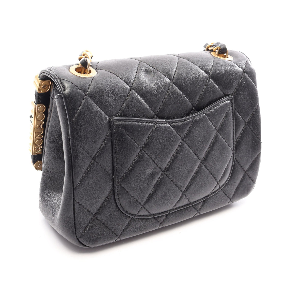 ミニ フラップ バッグ マトラッセ チェーンショルダーバッグ レザー ブラック ゴールド金具 シャネル バッグ CHANEL