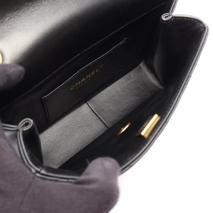 ミニ フラップ バッグ マトラッセ チェーンショルダーバッグ レザー ブラック ゴールド金具 シャネル バッグ CHANEL