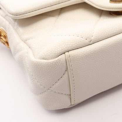 マトラッセ ミニフラップ チェーンショルダーバッグ キャビアスキン ホワイト ゴールド金具 シャネル バッグ CHANEL