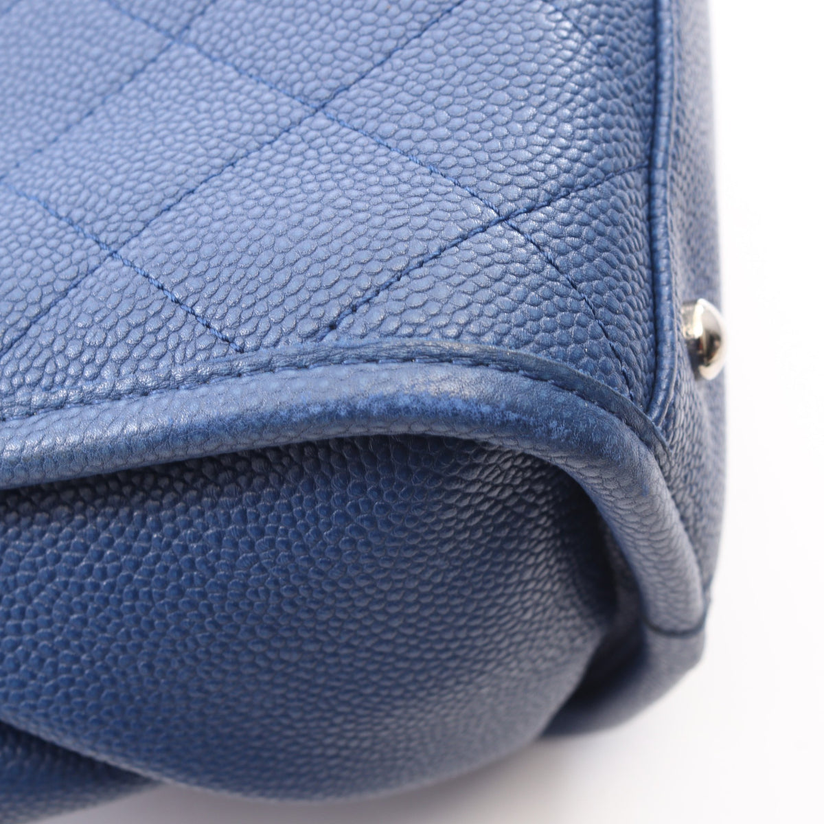 マトラッセ 2WAY ハンドバッグ トートバッグ キャビアスキン ブルー シルバー金具 シャネル バッグ CHANEL