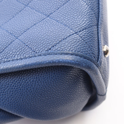 マトラッセ 2WAY ハンドバッグ トートバッグ キャビアスキン ブルー シルバー金具 シャネル バッグ CHANEL