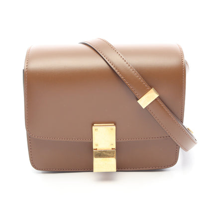 クラシックボックス スモール ショルダーバッグ レザー ブラウン セリーヌ バッグ CELINE