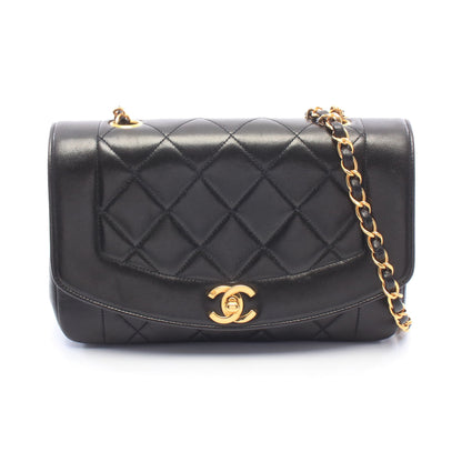 マトラッセ ダイアナフラップ チェーンショルダーバッグ ラムスキン ブラック ゴールド金具 シャネル バッグ CHANEL