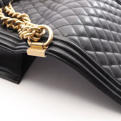 ボーイシャネル チェーンショルダーバッグ キャビアスキン ブラック ゴールド金具 シャネル バッグ CHANEL