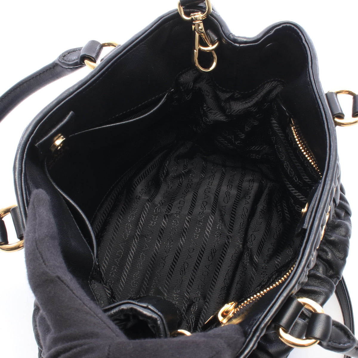 2WAY ハンドバッグ レザー ブラック プラダ バッグ PRADA