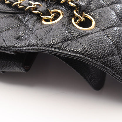 マトラッセ Wフラップ Wチェーンショルダーバッグ キャビアスキン ブラック ゴールド金具 シャネル バッグ CHANEL